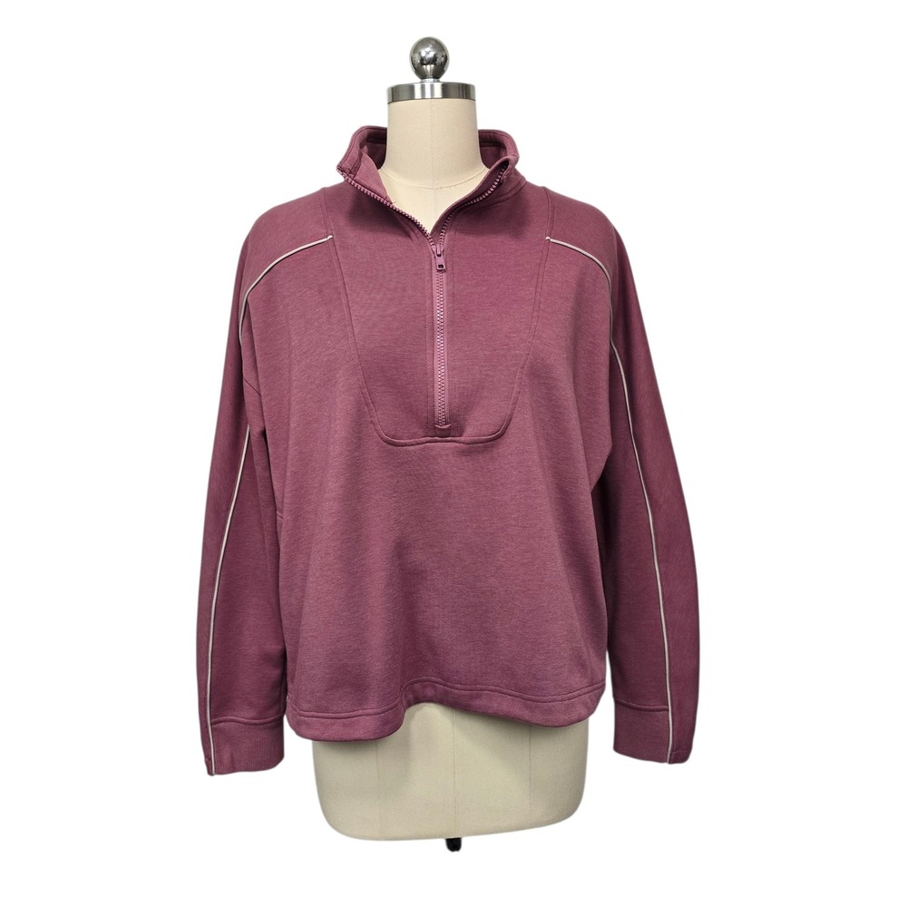 Title Nine Pullover Sweatshirt Maroon Quarter Zip Long‎ Sleeve Womens Size XL